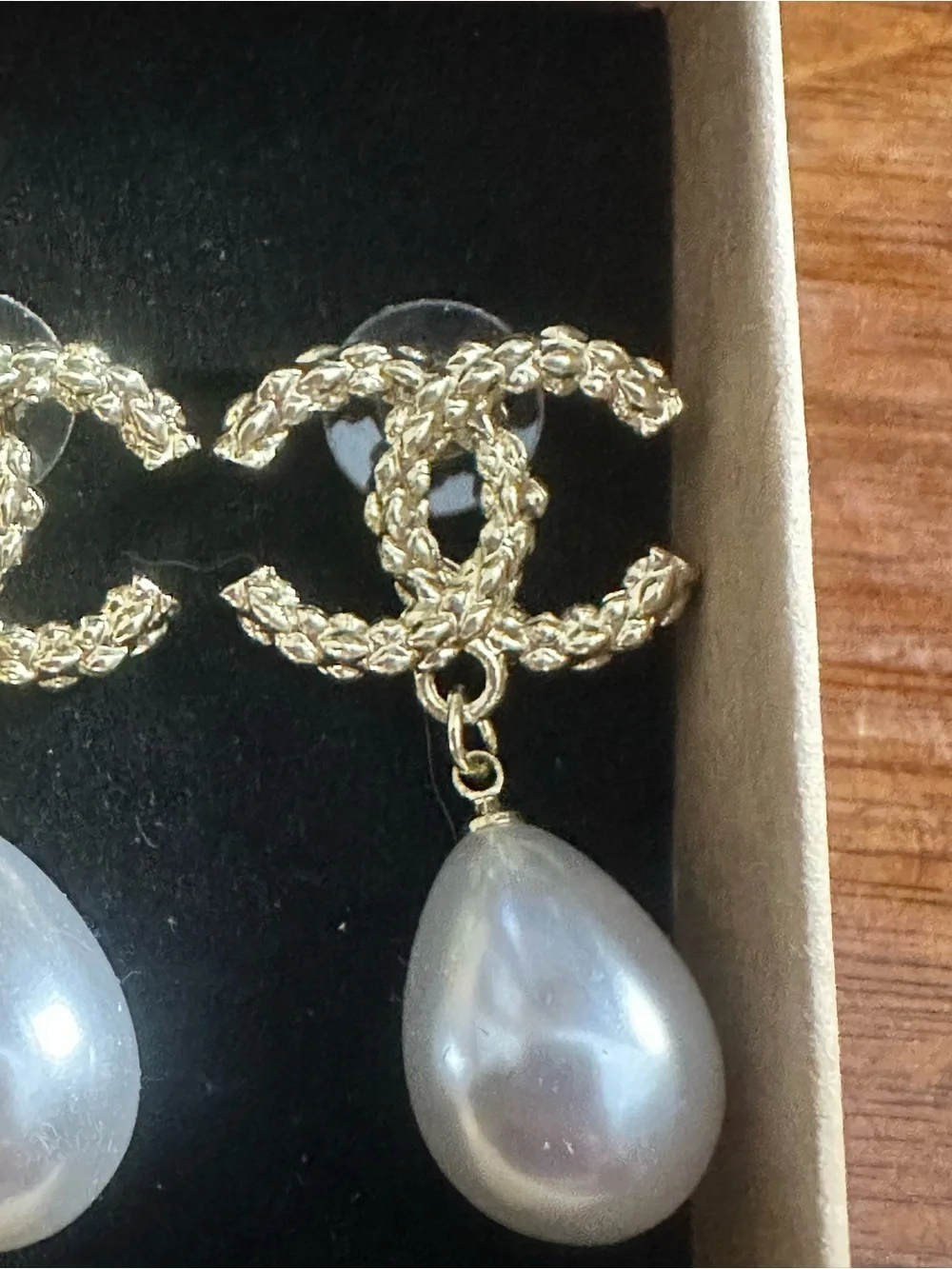 Gold-Tone Pearl Drop Luxury Style Earrings - White Pearl
